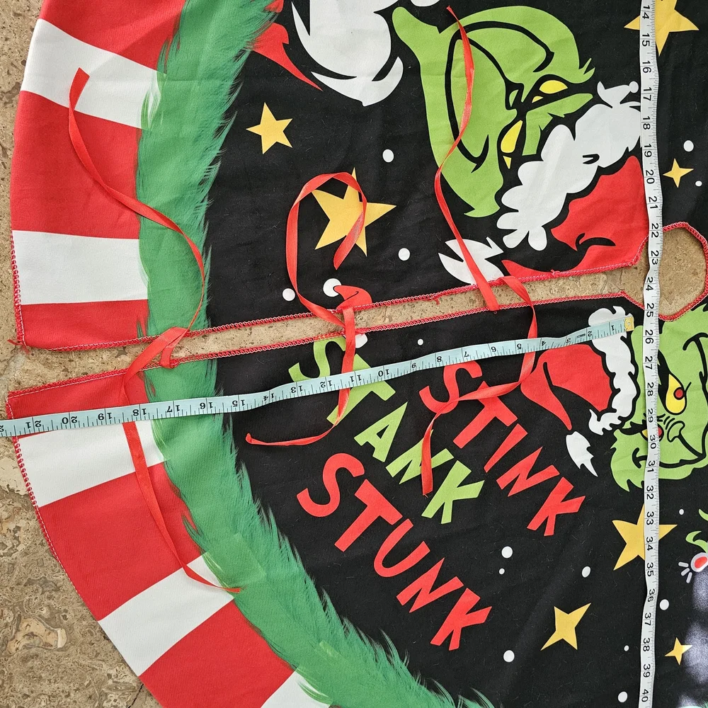 Whimsical Grinch Tree Skirt - Red, Green, Black